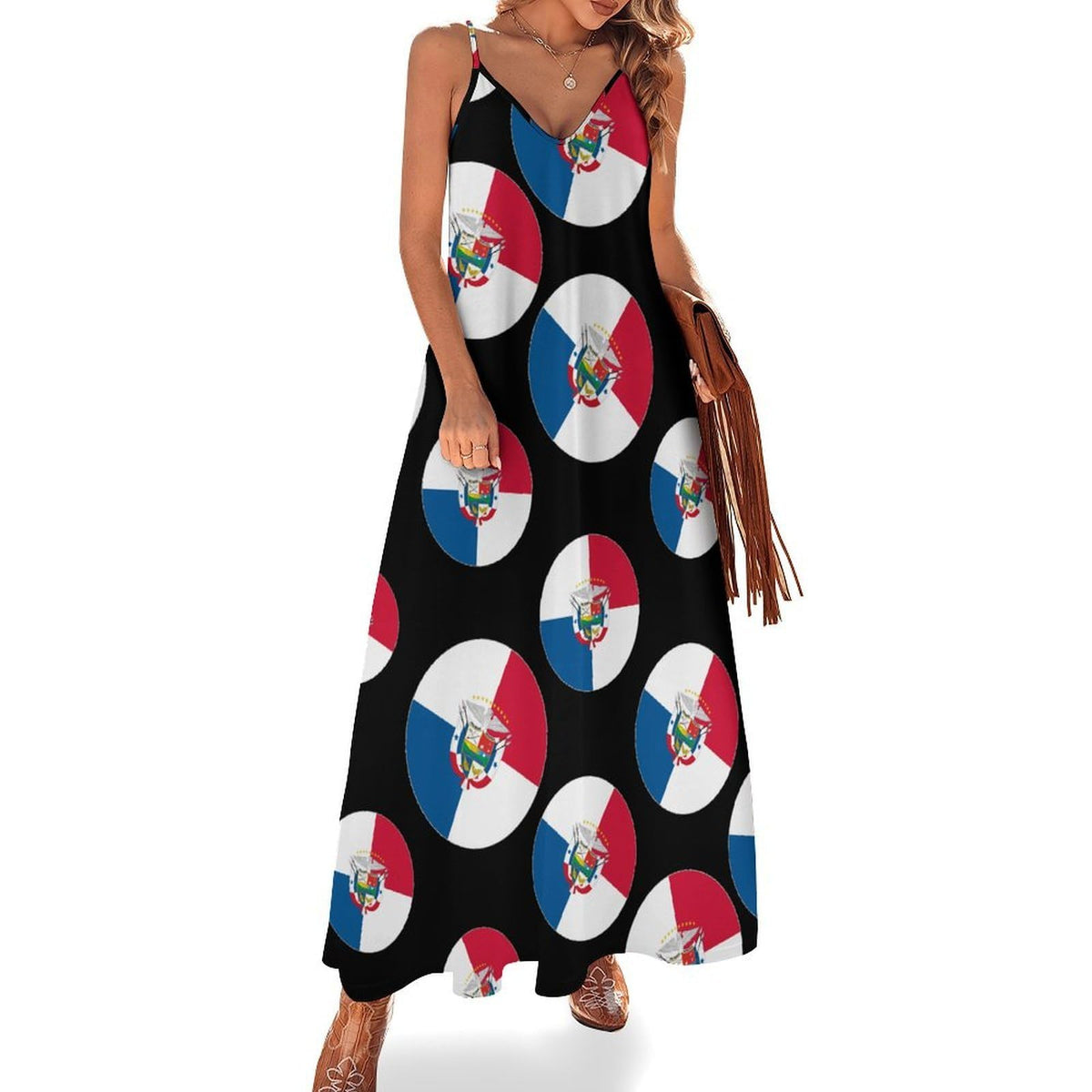 longue décontractée sans manches à motif drapeau du Panama pour femme, idéale pour l'été et les vacances à la plage.